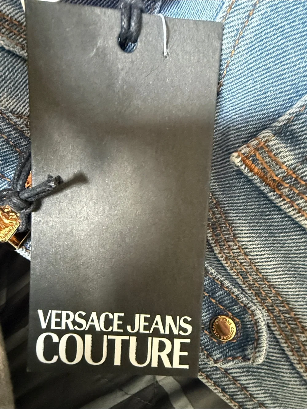 Versace Jeans Couture Sz US 24. Ret $300 NWT. Flare, Raw Hem Lightly Distressed - Picture 13 of 16